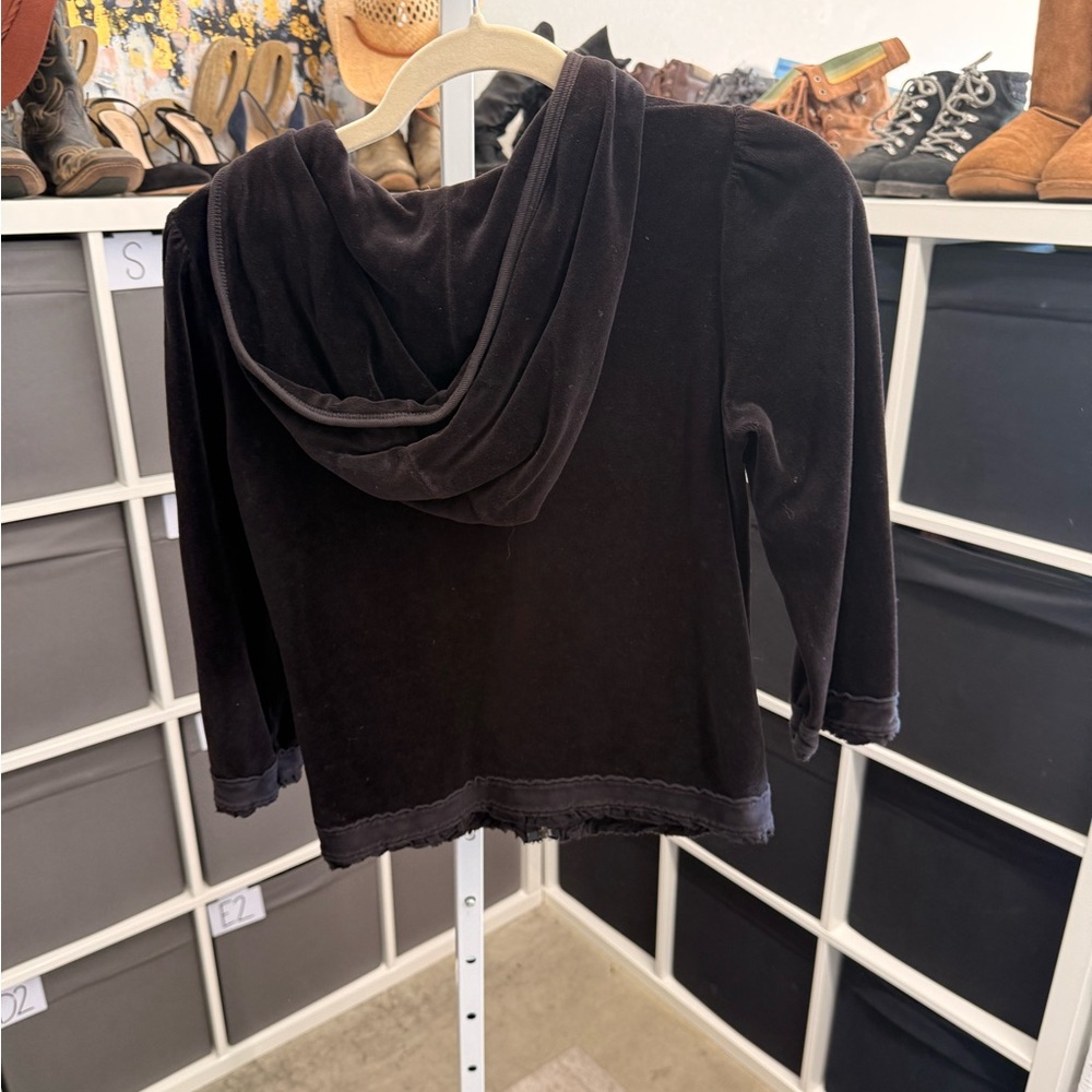 Juicy Couture Vintage Velour Black Velvet Lace Trim Tracksuit Jacket - Picture 3 of 11